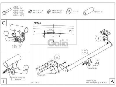 ТСУ Фаркоп оцинкованный Galia шар C съемный для Volvo XC90 № V057C