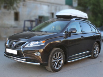 Пороги с площадкой алюминиевый лист 60 мм Технотек для Lexus RX270/300/350 2012-2015