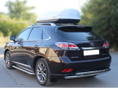 Пороги с площадкой алюминиевый лист 60 мм Технотек для Lexus RX270/300/350 2012-2015