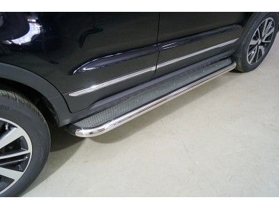 Пороги с площадкой (нерж. лист) 60,3 мм для Changan CS55 2WD 1.5T 2017 – н.в. CHANCS5522-18