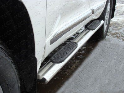 Пороги труба овальная с проступью 120х60 мм для Toyota Land Cruiser 200 № TOYLC20012-06