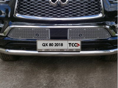 Накладка решетки радиатора лист алюминиевый 2 шт для авто с круизом для Infiniti QX80 № INFQX8018-04