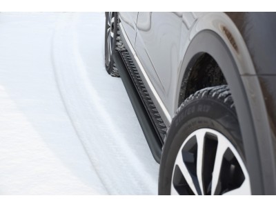 Защита порогов с алюм. площадкой d=51 мм ШАГРЕНЬ (ППК) для Renault Arkana 2019-2022