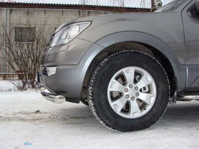 Защита передняя двойная 76-50 мм ТСС для Kia Mohave 2008-2016