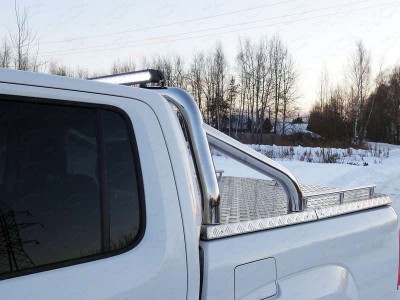 Защита кузова с фарой на крышку 76 мм ТСС для Volkswagen Amarok 2016-2021