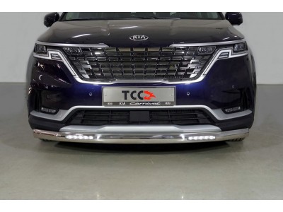Защита переднего бампера овальная с ДХО 75х42 мм для Kia Carnival № KIACAR21-20