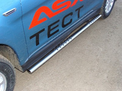 Пороги труба овальная с проступью 75х42 мм для Mitsubishi ASX № MITSASX13-05