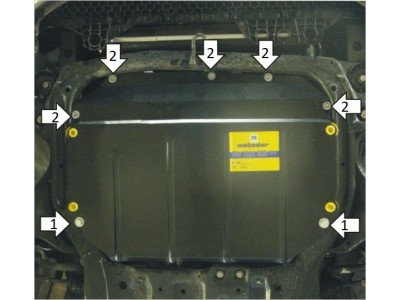 Усиленная защита картера двигателя, КПП (2 мм, сталь) для Hyundai Elantra 2006-2010, Hyundai i30 2007-2011, Kia Cerato седан/купе 2009-2013, Kia Ceed хетчбек/универсал 2006-2012