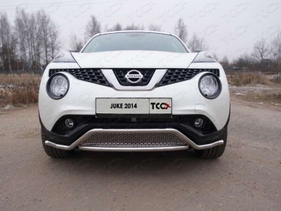 Защита передняя Кенгурятник с вставкой и решеткой 42 мм ТСС для Nissan Juke 2014-2018