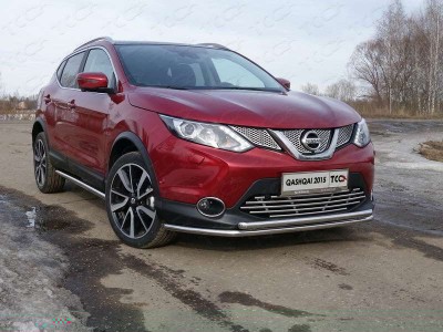 Защита передняя двойная 42-42 мм ТСС для Nissan Qashqai (СПБ) 2015-2019