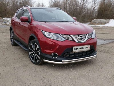 Защита передняя двойная 60-42 мм ТСС для Nissan Qashqai (СПБ) 2015-2019