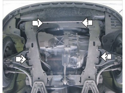 Усиленная защита картера двигателя, КПП (2 мм, сталь) для Renault Symbol седан 2002-2008, Renault Kangoo 1997-2008, Renault Clio Symbol седан 1998-2008