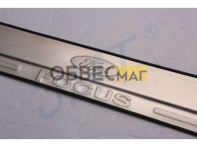 Накладки на дверные пороги JMT с логотипом для Ford Focus 2 2005-2011