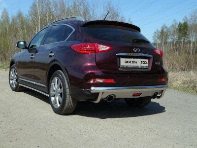Защита заднего бампера овальная 75х42 мм ТСС для Infiniti QX50 2016-2017