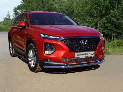 Защита переднего бампера 60 мм для Hyundai Santa Fe № HYUNSF18-12