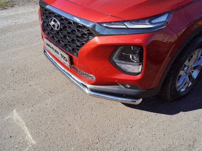 Защита переднего бампера 60 мм для Hyundai Santa Fe 2018-2020
