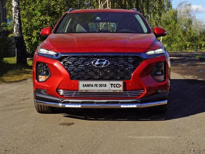 Защита переднего бампера с ДХО 60 мм для Hyundai Santa Fe № HYUNSF18-13