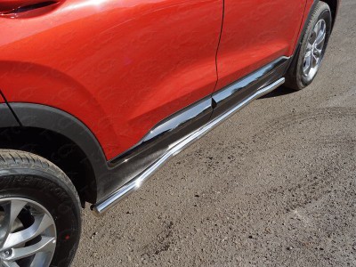 Пороги труба 60 мм для Hyundai Santa Fe № HYUNSF18-26