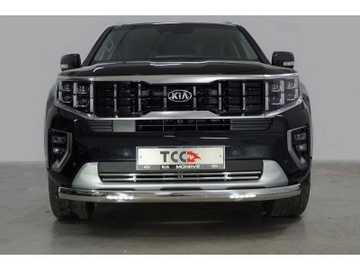 Защита передняя овальная с ДХО 75х42 мм для Kia Mohave № KIAMOH20-16