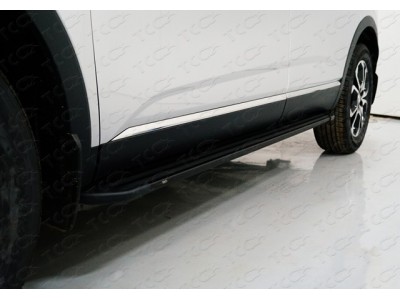 Пороги алюминиевые Slim Line Black для Renault Arkana № RENARK19-21B