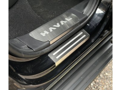 Накладки на пороги (лист шлифованный с полосой) 4шт для Haval H3 1.5 2WD 2024-н.в.