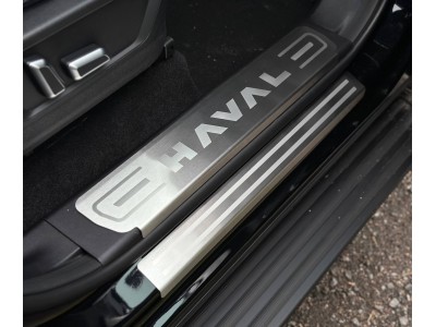 Накладки на пластиковые пороги (лист шлифованный надпись HAVAL) 4шт для Haval H3 1.5 2WD 2024-н.в.