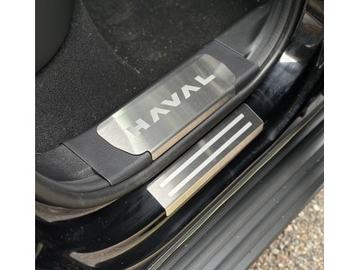 Накладки на пластиковые пороги (лист шлифованный надпись HAVAL) 4шт для Haval H3 1.5 2WD 2024-н.в.