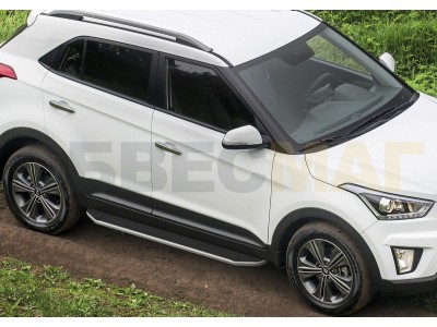 Пороги алюминиевые Rival Premium для Hyundai Creta 2016-2021