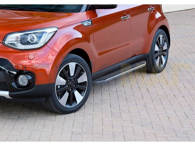 Пороги алюминиевые Rival Premium для Kia Soul 2016-2021