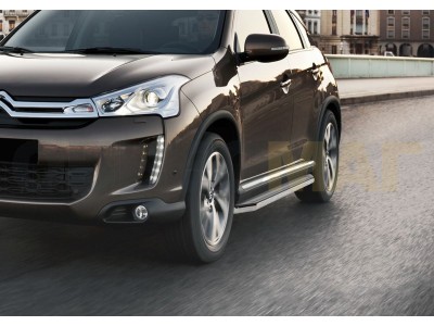 Пороги алюминиевые Rival Premium для Mitsubishi ASX/Outlander/Peugeot 4007/4008/Citroen C 2006-2021