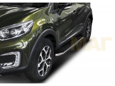 Пороги алюминиевые Rival Premium для Renault Kaptur 2016-2021