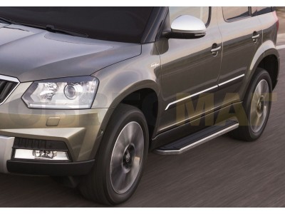 Пороги алюминиевые Rival Premium для Skoda Yeti 2009-2018