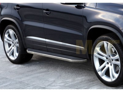 Пороги алюминиевые Rival Premium для Volkswagen Tiguan 2007-2016