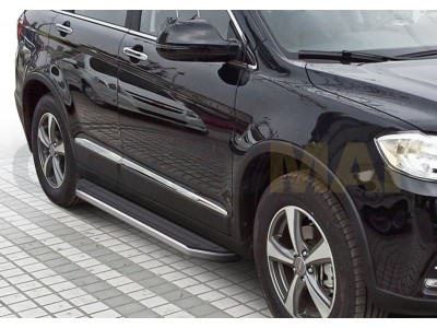 Пороги алюминиевые Rival Premium для Haval H6 2014-2020