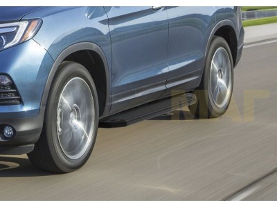 Пороги алюминиевые Rival Black для Honda Pilot 2016-2021
