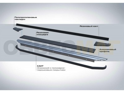 Пороги алюминиевые Rival Black для Honda Pilot 2016-2021