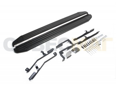Пороги алюминиевые Rival Black для Hyundai Santa Fe/Santa Fe Premium 2012-2018
