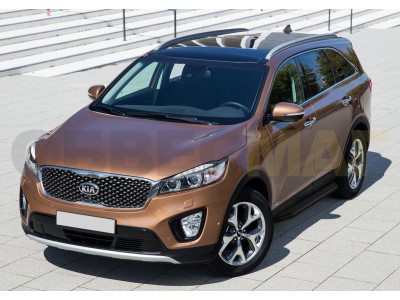 Пороги алюминиевые Rival Black для Kia Sorento Prime № A180ALB.2803.3