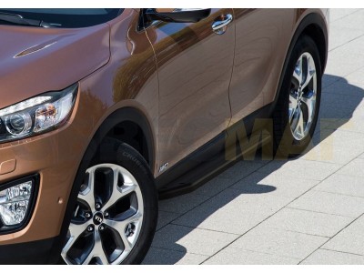 Пороги алюминиевые Rival Black для Kia Sorento Prime 2015-2021