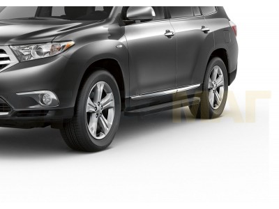 Пороги алюминиевые Rival Black для Toyota Highlander 2007-2014