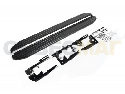 Пороги алюминиевые Rival Black для Toyota Highlander 2007-2014