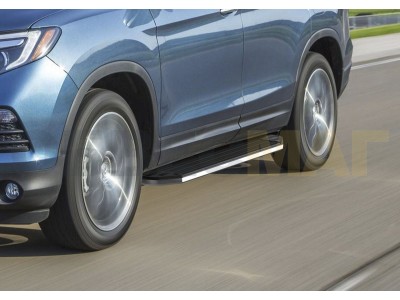Пороги алюминиевые Rival Premium для Honda Pilot 2016-2021