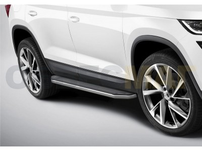Пороги алюминиевые Rival Premium для Skoda Kodiaq 2017-2021