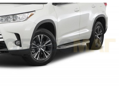 Пороги алюминиевые Rival Premium для Toyota Highlander 2014-2020