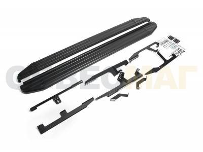 Пороги алюминиевые Rival Premium-Black для Audi Q7 2015-2021