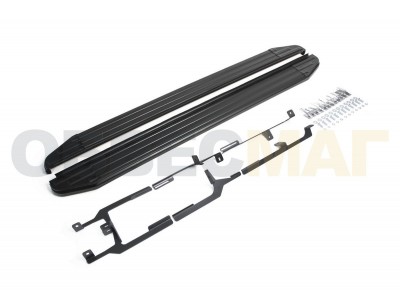Пороги алюминиевые Rival Black для Volkswagen Touareg/Audi Q7 2009-2017