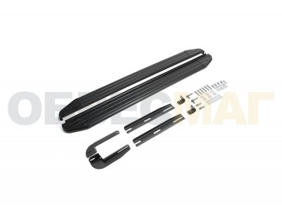 Пороги алюминиевые Rival Black для Volvo XC90 2006-2014