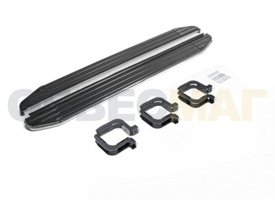 Пороги алюминиевые Rival Premium для Mitsubishi L200 2006-2021