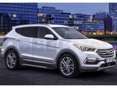 Пороги алюминиевые Rival BMW-Style для Hyundai Santa Fe/Santa Fe Premium 2012-2018