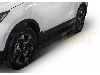 Пороги алюминиевые Rival Black New для Honda CR-V 2017-2021
